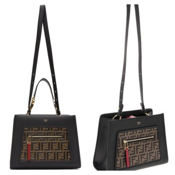 FENDI Tricolor Nappa Leather Runaway Logo Shoulder Bag - Picture 5 of 11